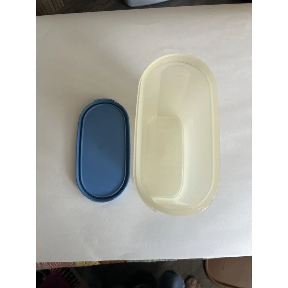 Tupperware Modular Mate Oval Container 7 1/4 Cup 1613-3 Blue Lid Vintage USA